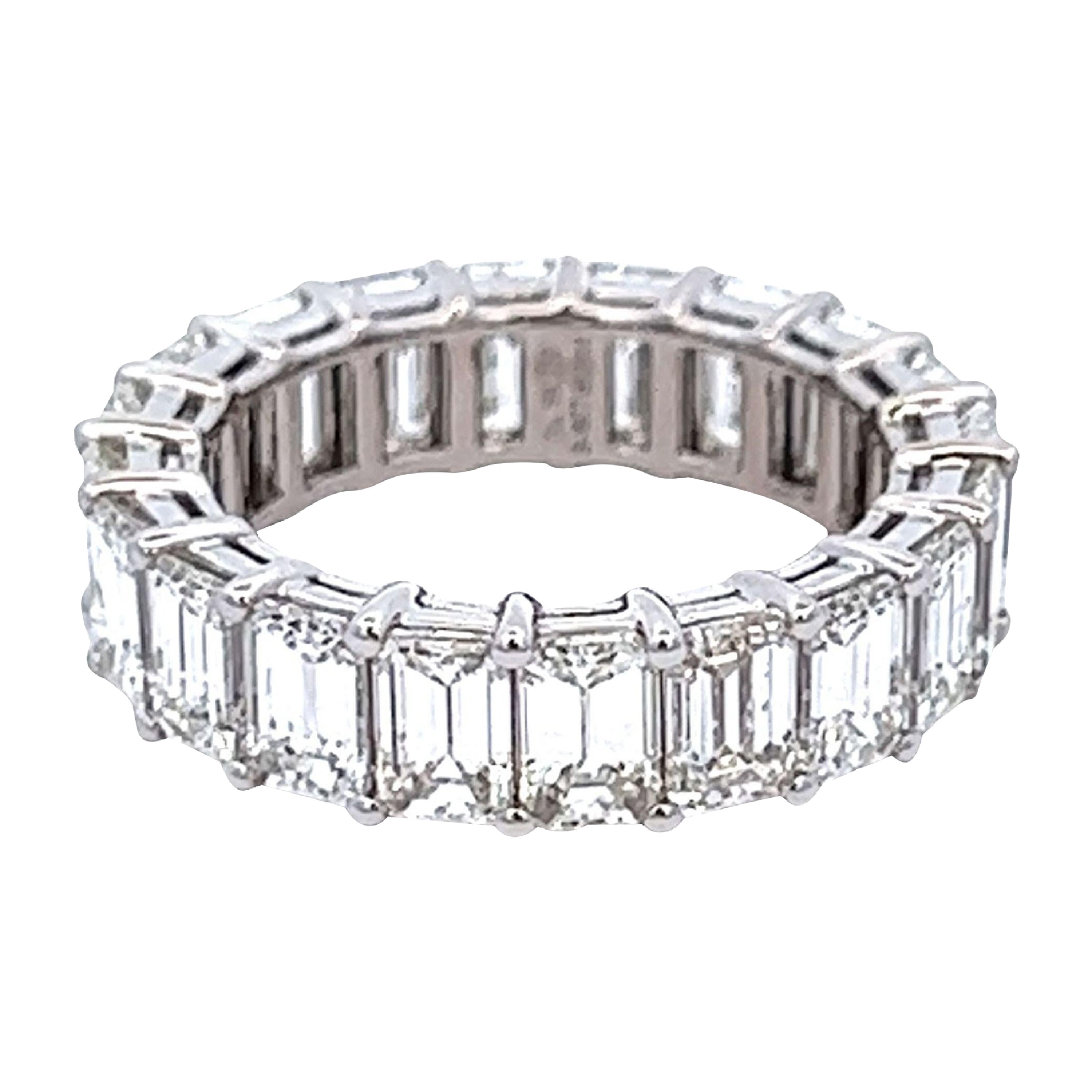 Alexander Beverly Hills 6.36ct Emerald Cut Diamond Eternity Band 18k S.5.5