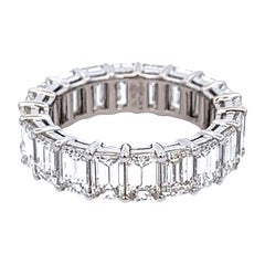 Alexander Beverly Hills 6.36ct Emerald Cut Diamond Eternity Band 18k S.5.5