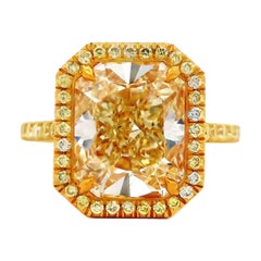 Alexander Beverly Hills, bague en or 18 carats avec diamant jaune radiant de 4,11 carats certifié GIA