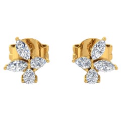 1/2 Carat SI/H Marquise Pear Brilliant Cut Diamond Earrings 14 Karat Yellow Gold