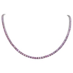KEINE RESERVE!  10,51 Karat Rosa Saphir - 14K Weißgold - Halskette