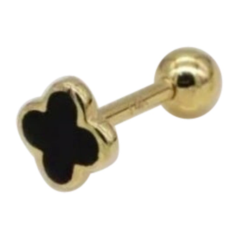 14K Solid Gold Flour Leaf Clover Stud Piercings For Women Nose Wedding Gifts For Sale