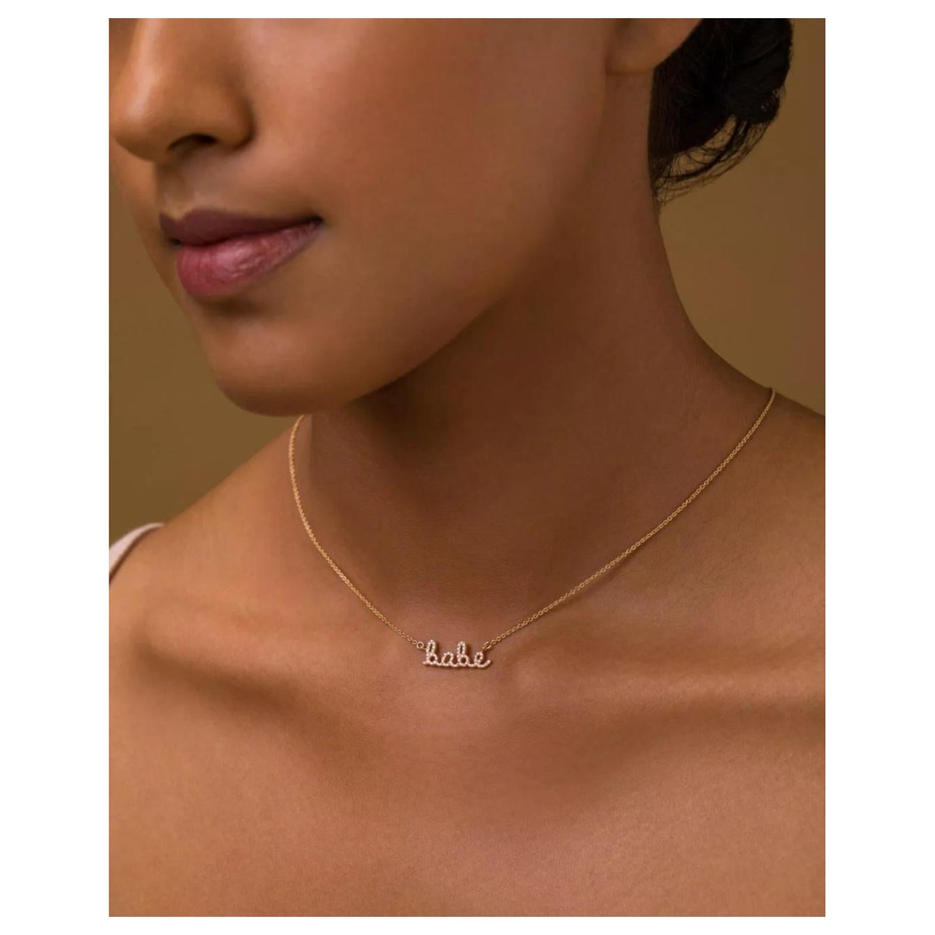 14k Gold Diamond Babe Necklace Yellow Gold Name Necklace For Lovers Gift For Her en vente