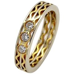 Three Diamonds and Gold Bicolor Eternity Ring 8