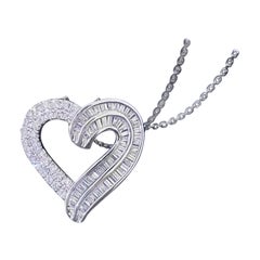 18K White Gold Diamond Heart Necklace