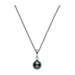 Mikimoto Black South Sea Cultured Pearl and Diamond Necklace PPS902BDW