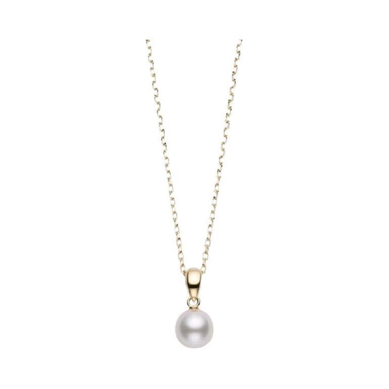 Mikimoto Akoya Cultured Pearl Pendant in 18k Yellow Gold PPS751K For Sale
