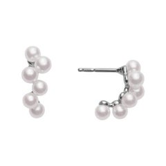 Mikimoto Akoya Cultured Pearl Cluster Earrings in 18K White Gold MEQ10069AXXW