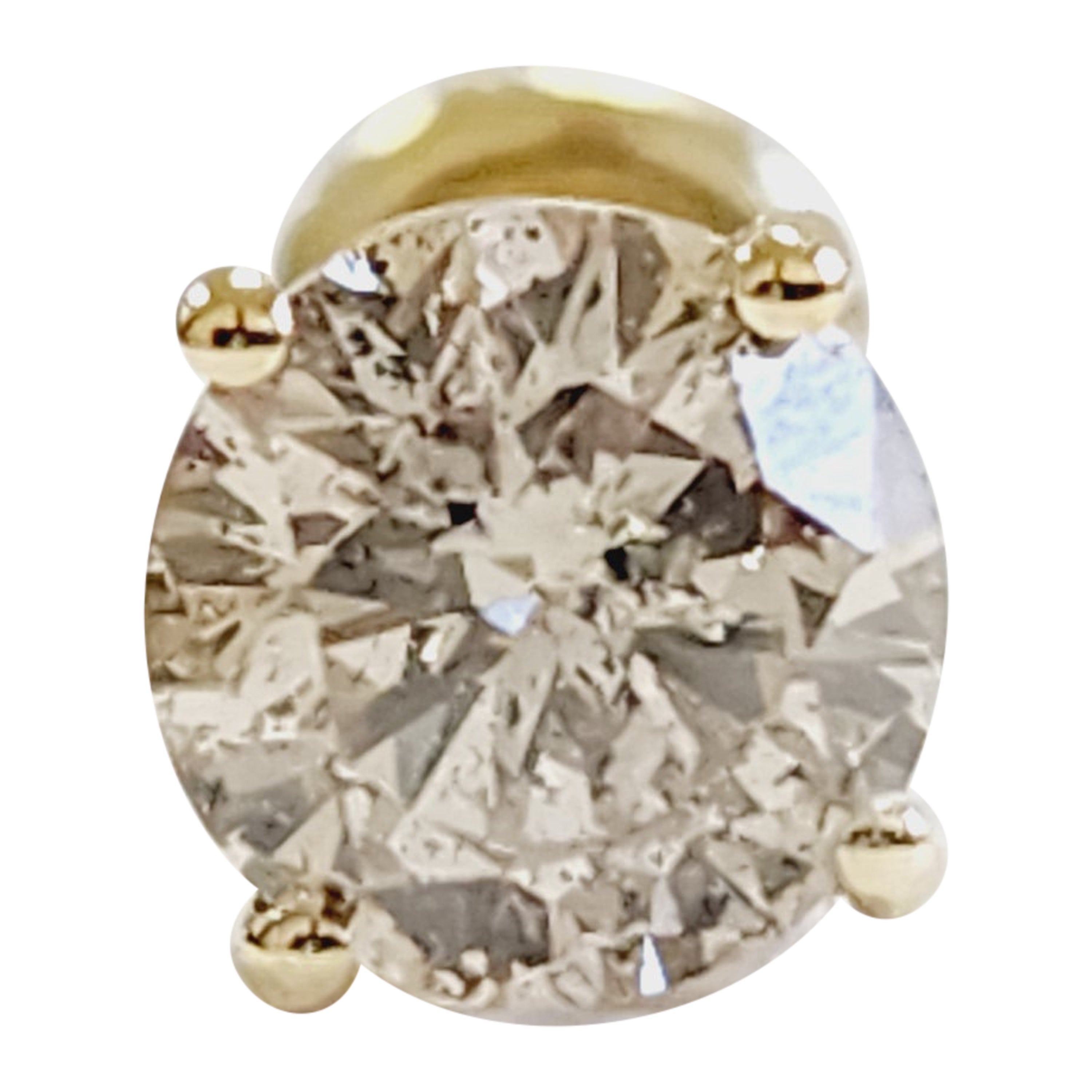 0,88 Karat natürlicher Diamant Runder Diamant-Ohrstecker aus Gelbgold 14 Karat im Angebot