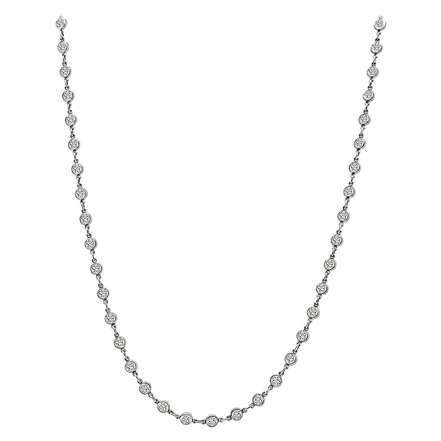 Estate 4.64ct Diamond By The Yard Necklace For Sale