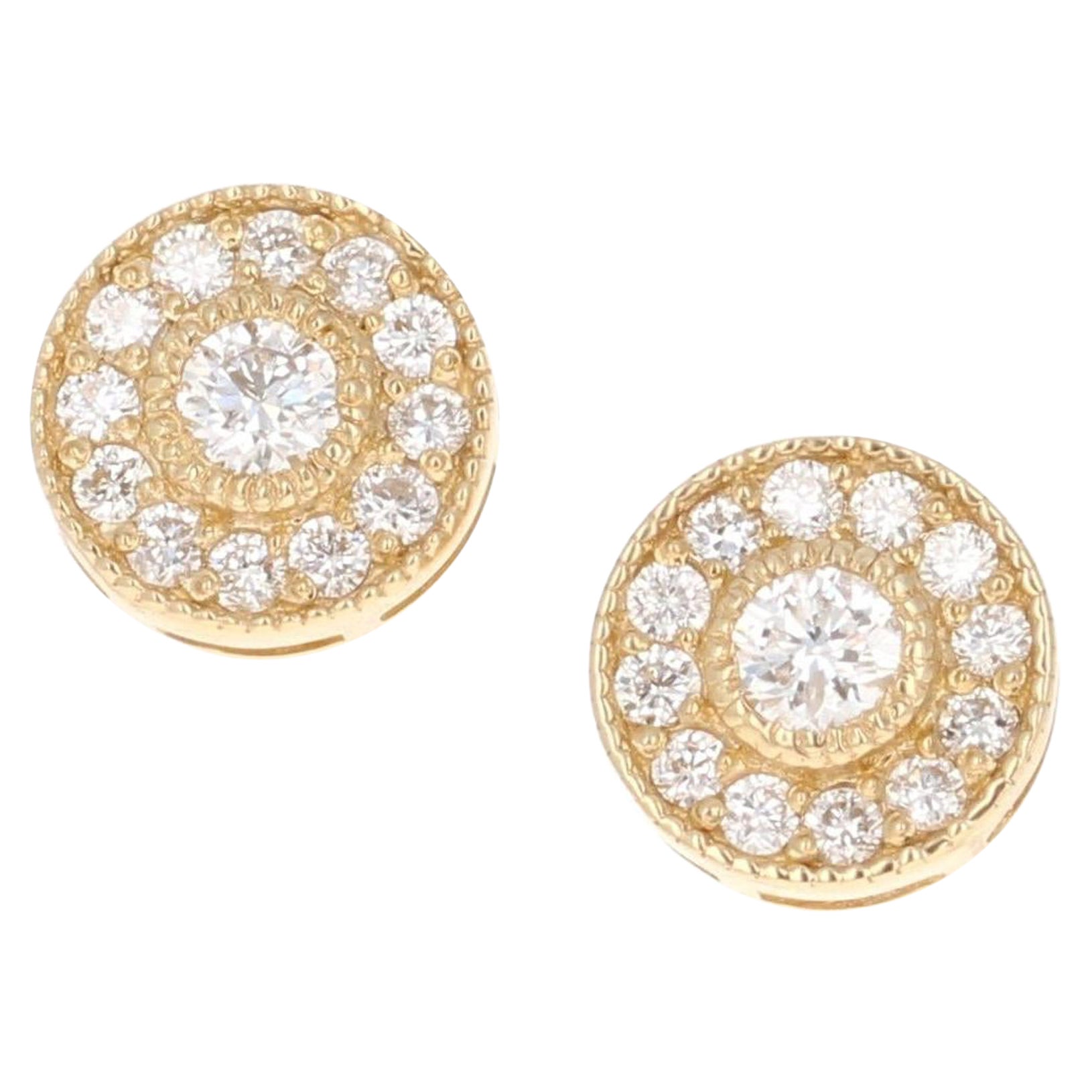 0.39 Carat Diamond 14 Karat Yellow Gold Earrings For Sale