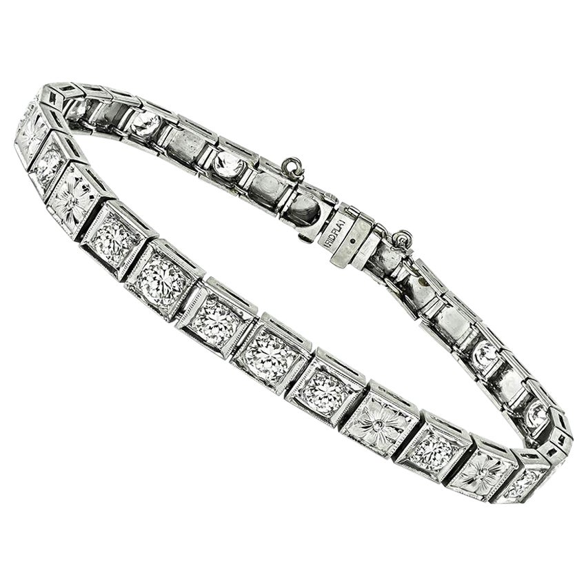 Art Deco 3.00ct Diamond Platinum Line Bracelet