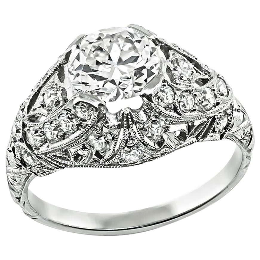 Art Deco GIA Certified 1.12ct Diamond Engagement Ring