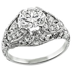 Anello di fidanzamento con diamante Art Deco certificato GIA da 1,12 carati
