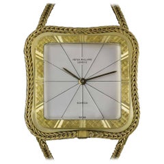 Vintage Patek Philippe Ladies Yellow Gold Rare Double Name Somazzi Dial Wristwatch