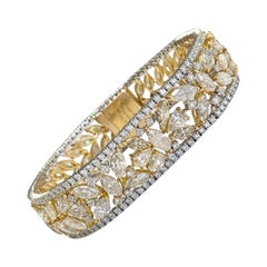 oro amarillo de 14 quilates  Pulsera de tenis con diamantes blancos y amarillos 27,29cts