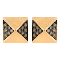 14K Rose Gold 1/4 Cttw Brown Diamond Pyramid Stud Earring