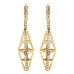 Pendientes Colgantes y Colgantes Geométricos de Oro Amarillo de 14K con Diamantes de 5/8 Cttw