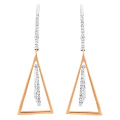14K Rose and White Gold 3/8 Cttw Diamond Windchime Drop and Dangle Earring