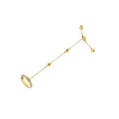 Chaîne de bague et bracelet en or jaune 14 carats avec diamants 1/4 carat
