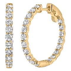 Orecchini a cerchio in oro giallo 14K con diamanti incastonati a filo, da 4,00 Cttw