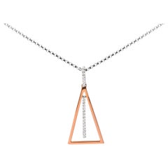 Collana con ciondolo da 18" in oro rosa e bianco 14K con 1/8 di diamanti