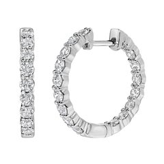 14K Weißgold 1 1/2 Cttw Shared Prong Set Diamant Inside Out Creolen