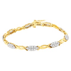 10K Yellow Gold 1.00 Cttw Round-Cut Diamond Spiral Link 7" Bracelet