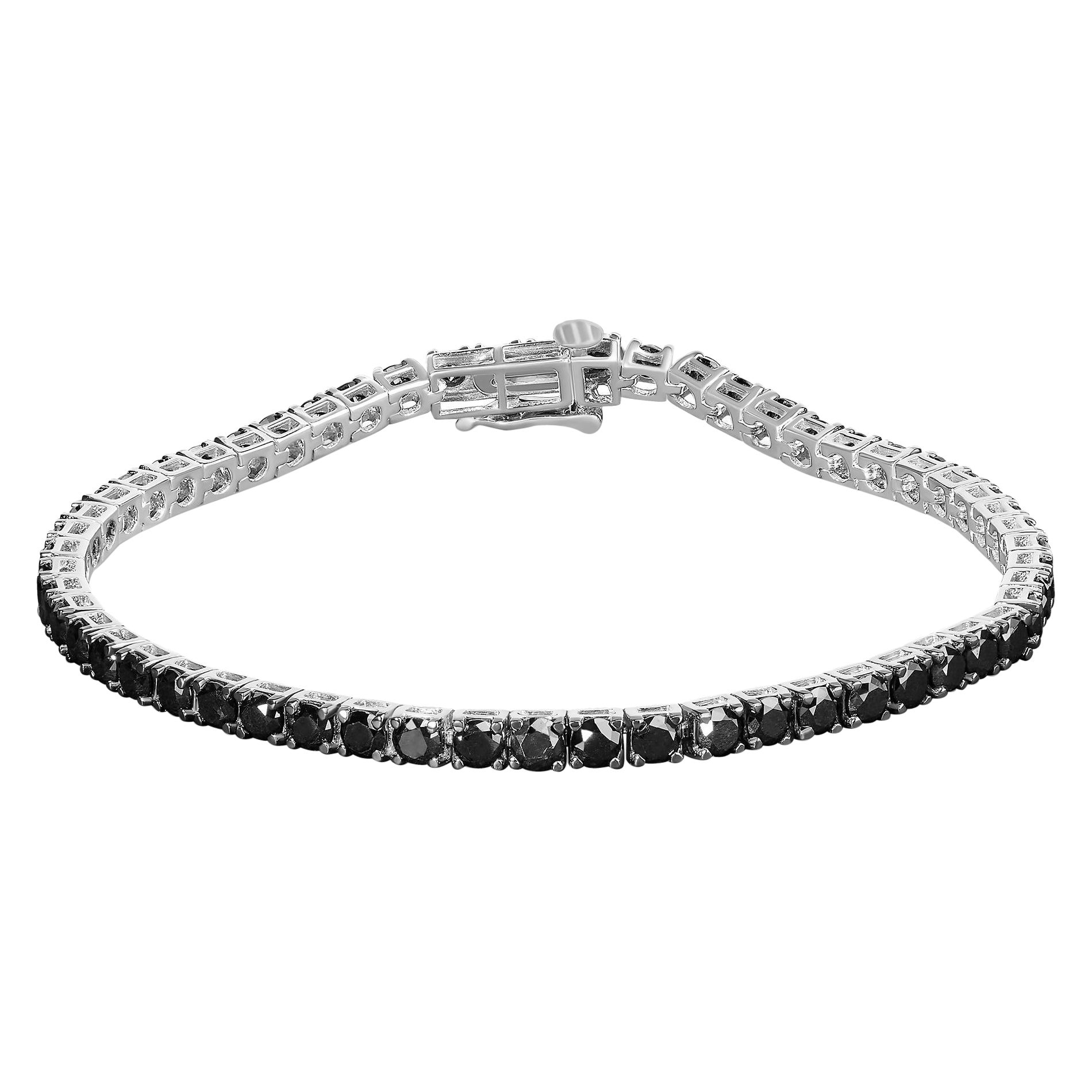 Sterling Silber 6.0 Cttw Behandelt Schwarz Rundschliff Diamant Classic Tennis Armband