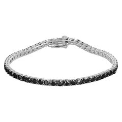 Bracelet de tennis classique en argent 6.0 Cttw traité diamant noir taille ronde