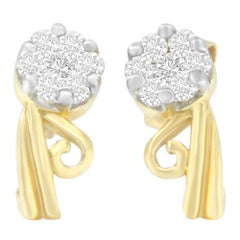 14K Yellow Gold 1/2 cttw Round Cut Diamond Stud Earrings (I-J, SI2-I1)