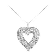 .925 Sterling Silver 1 1/4 Cttw Diamond Composite Heart 18" Pendant Necklace