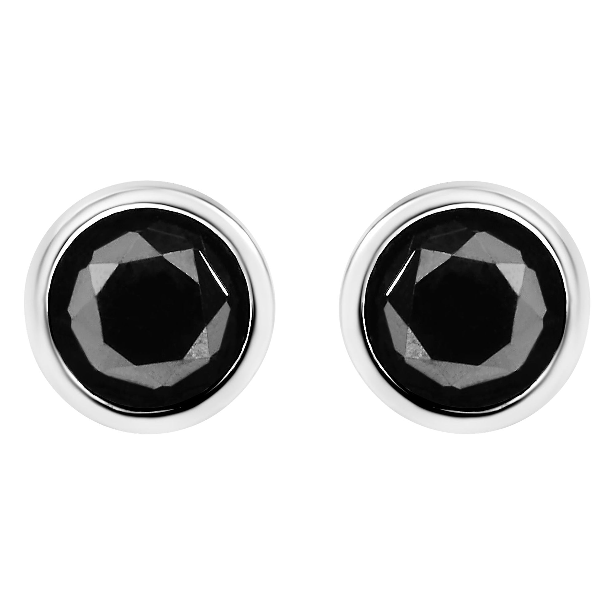 Sterling Silver 4.00 Cttw Round Brilliant-Cut Black Diamond Stud Earrings
