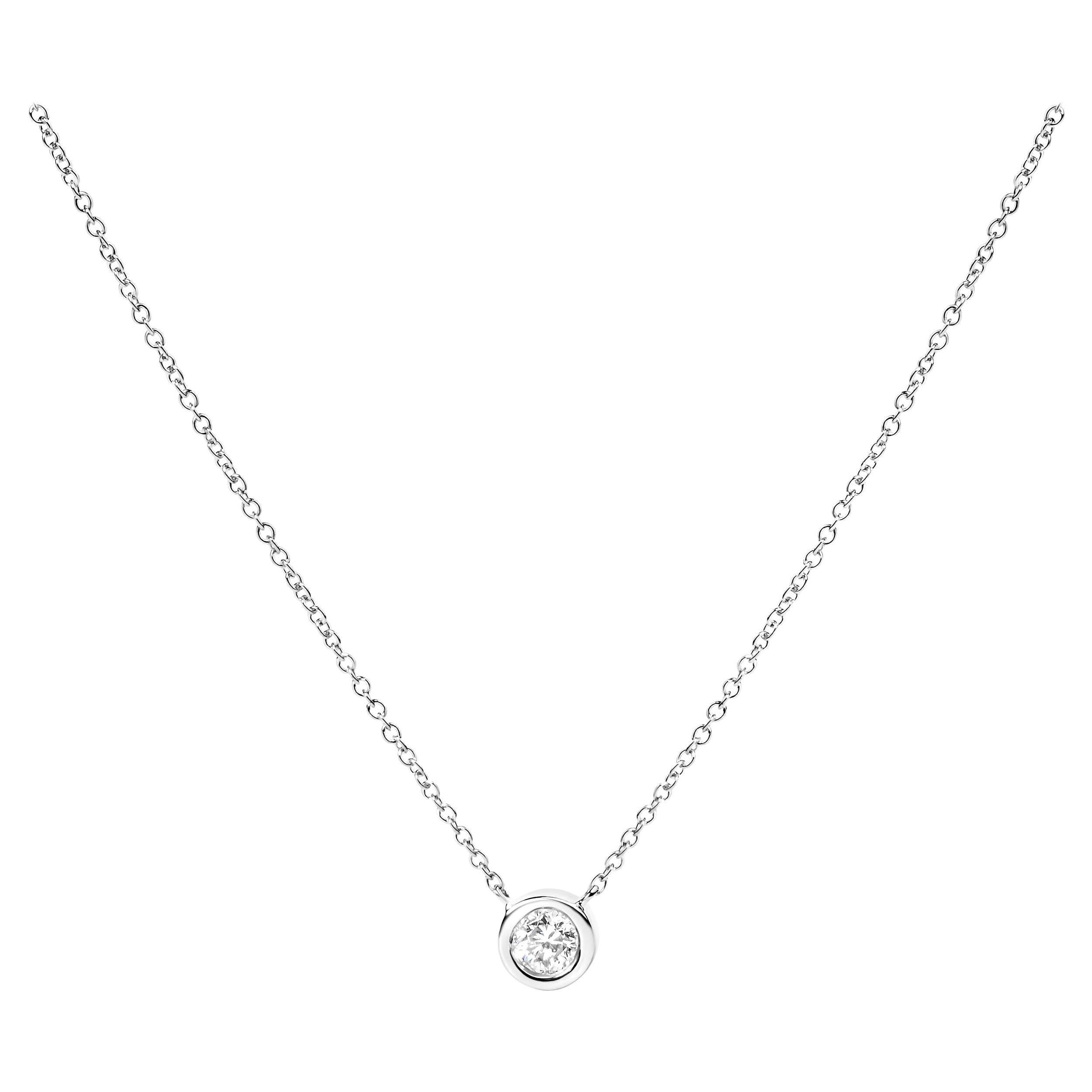 10K White Gold 1/3 Carat Brilliant-Cut Diamond Modern Solitaire Pendant Necklace