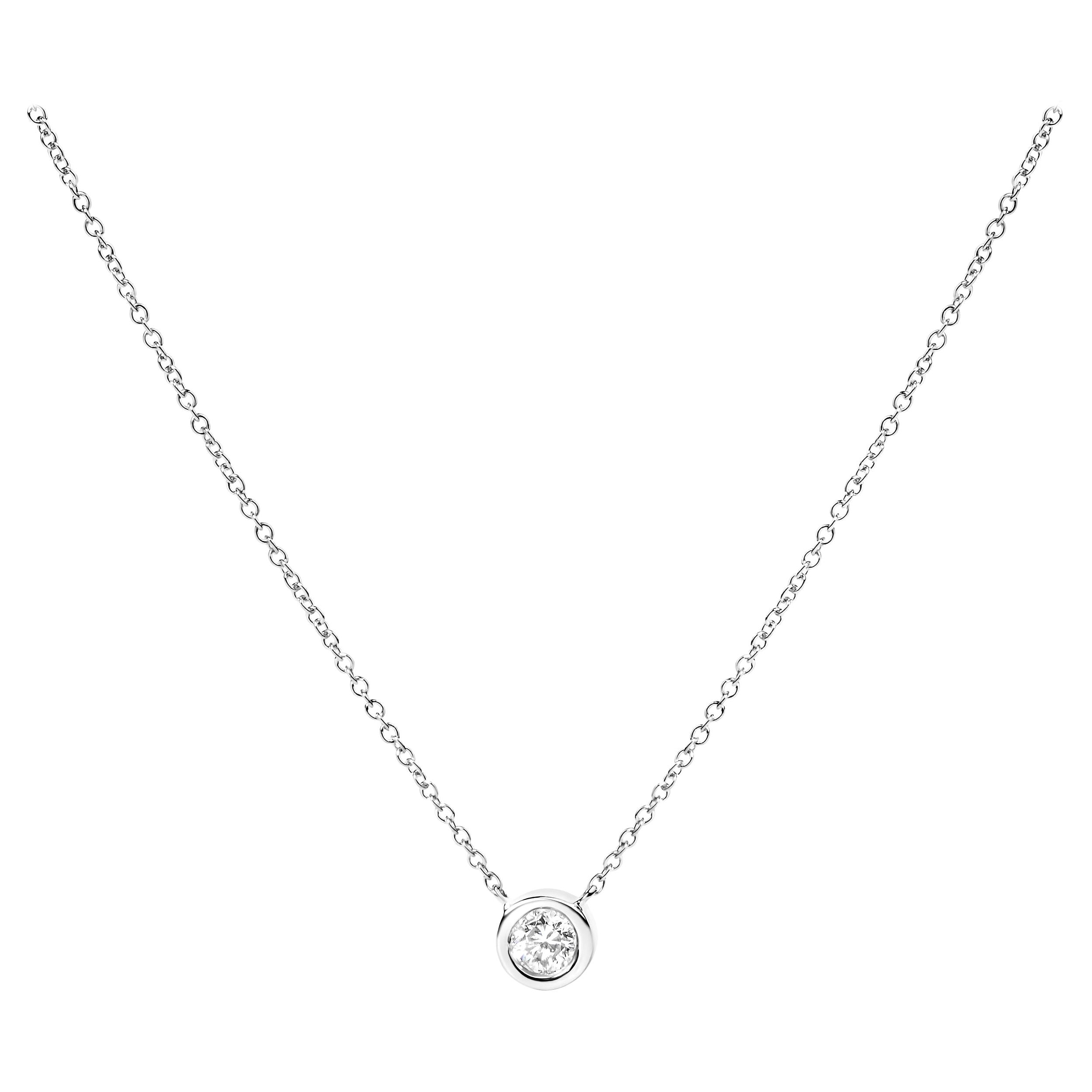 10K White Gold 1/2 Carat Brilliant-Cut Diamond Modern Solitaire Pendant Necklace