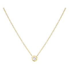 10K Yellow Gold 1/2 Cttw Brilliant-Cut Diamond Modern Solitaire Pendant Necklace