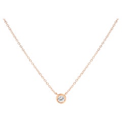 10K Rose Gold 1/2 Cttw Brilliant-Cut Diamond Modern Solitaire Pendant Necklace