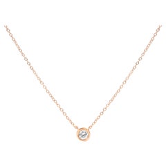 10K Rose Gold 1/5 Carat Brilliant-Cut Diamond Modern Solitaire Pendant Necklace