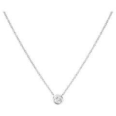 10K White Gold 1/5 Carat Brilliant-Cut Diamond Modern Solitaire Pendant Necklace