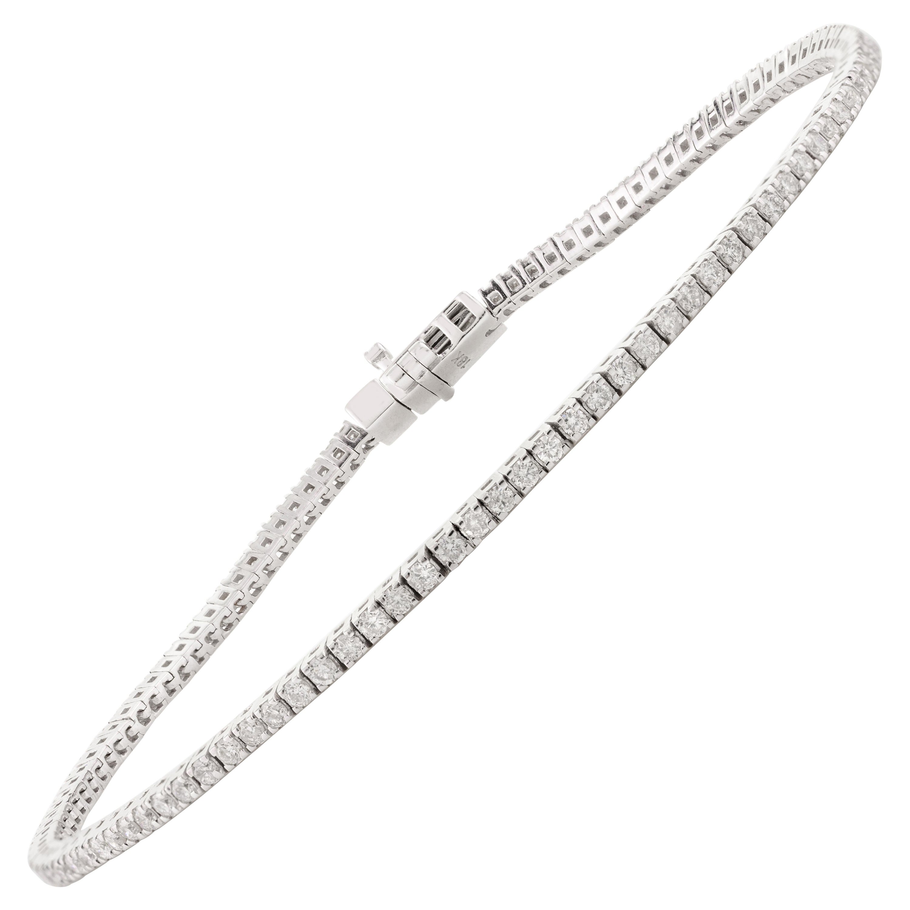 Bracciale impilabile con diamanti da 1,25 CTW Regalo per lei in oro bianco massiccio 18 carati