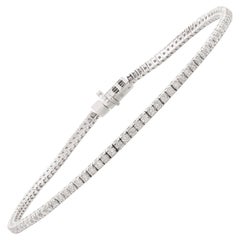 1.25 CTW Diamond Sleek Stackable Bracelet Cadeau pour Elle en or blanc massif 18k