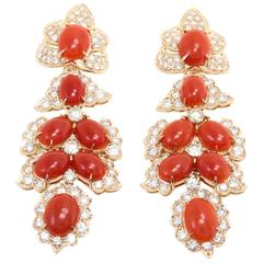 Luise Diamonds Coral Gold Earrings