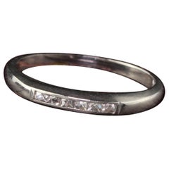 Antiker Art Deco 18K Weißgold Französischer Schliff Diamant Halb-Eternity-Ring