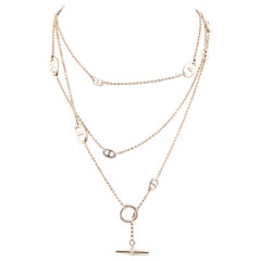 Hermes 120 cm 18k Rose Gold Chaine D'Ancre Long Toggle Sautoir Necklace