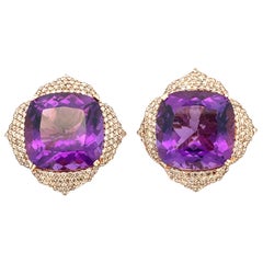 Piranesi earrings set with amethysts 18k rose gold