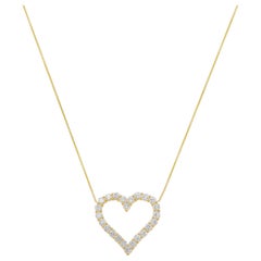 Diana M 18K Yellow Gold Open Heart Diamond Pendant Featuring 3.55 Cts, 24 Stones