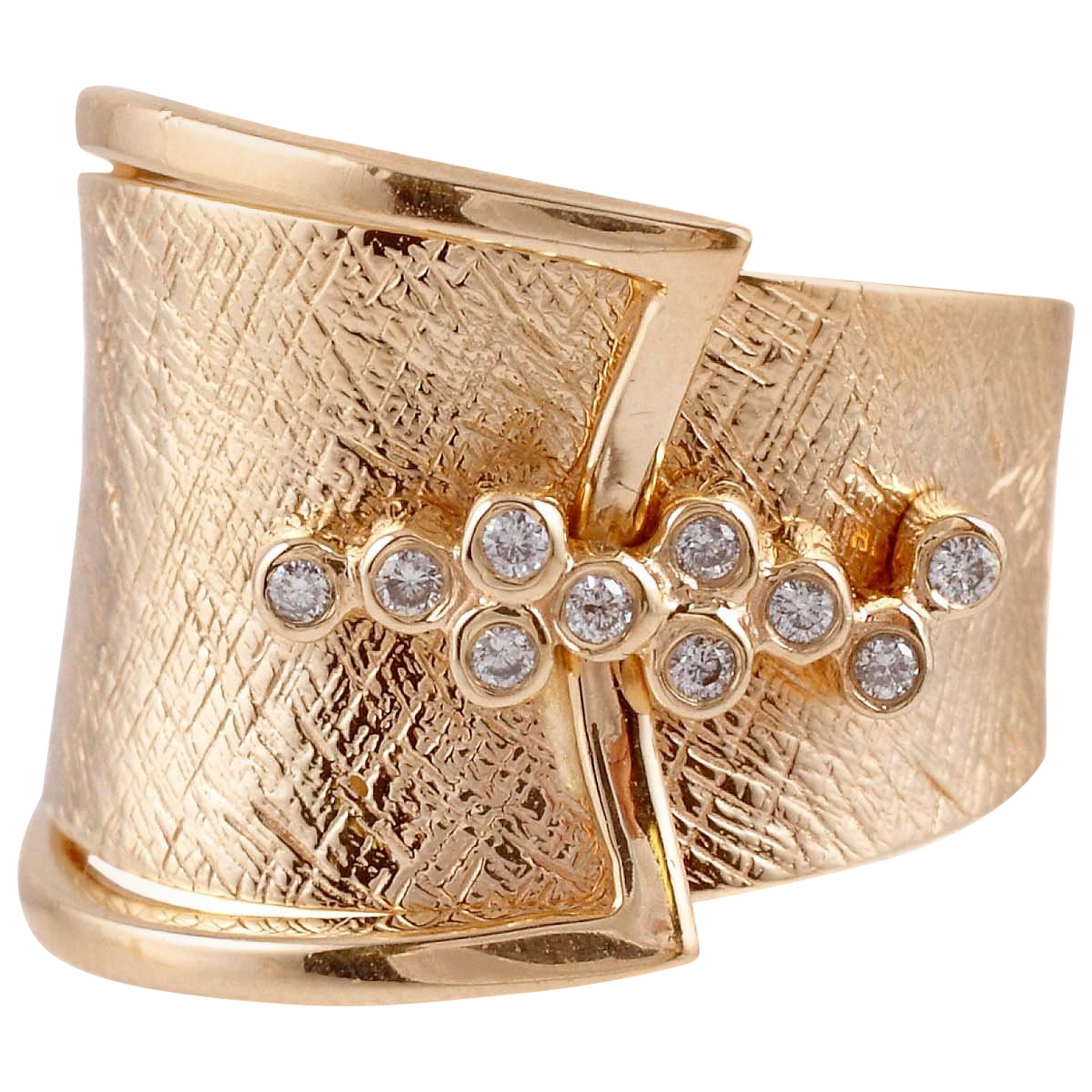 14 Karat Yellow Gold Diamond Ring by Sonja B
