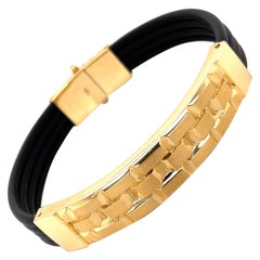 18K Yellow Gold Black Rubber Men’s Bracelet