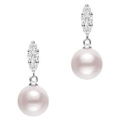 Mikimoto Akoya Cultured Pearl and Diamond Drop Earrings MEA10327ADXW
