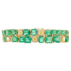 Bracciale Cocktail Largo con Diamante Smeraldo Estate 33,8 CTW in oro giallo massiccio 18 carati